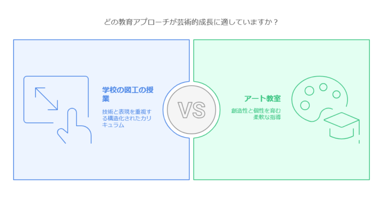 学校の図工の授業と何が違う?アート教室の独自カリキュラムとは|府中市のRoots + Wings Creative Studio英語と絵画造形の融合人気の子供アート教室 47 1. アート教室と学校の図工の授業の基本的な違い visual selection