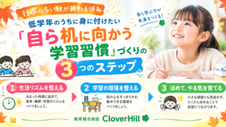 【公式】教育複合施設CloverHill府中 | 総合教育型民間学童保育・認可外保育・多彩な習い事 | 行事の多い秋が終わる頃…低学年のうちに身に付けたい「自ら机に向かう学習習慣」づくりの3つのステップ